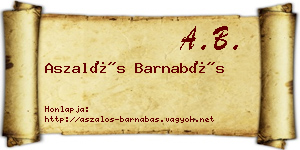 Aszalós Barnabás névjegykártya