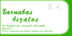 barnabas aszalos business card